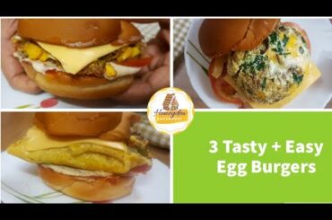 3 Special Egg Burger Recipes - सबसे आसान ब्रेकफास्ट अंडा बर्गर -स्पेशल एग बर्गर रेसिपी | Anda Burger