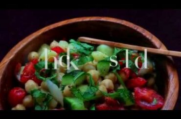 chick pea  salad--healthy recipe 健康鹰嘴豆--沙拉。营养，美味又简单