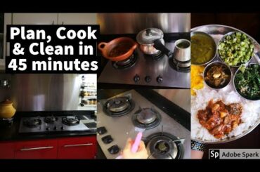 Healthy cooking & Kitchen cleaning under 45 mins | Karakuzhambu in my new claypot | How I save water