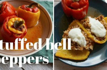 STUFFED BELL PEPPERS - With Ground Beef and Rice