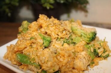 Healthy Cheesy Broccoli and Chick'n and Rice (Vegan)