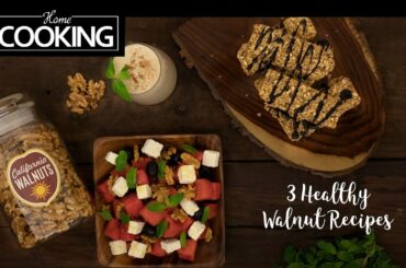 3 Healthy Walnut Recipes | Walnut Granola Bars | Watermelon Walnut Salad | Walnut Banana Milkshake