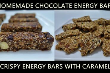 Healthy Chocolate Energy Bars Recipe - Homemade Caramel Crispy Energy Bars