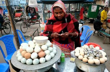 Amazing Hardworking Aunty Selling Pure Healthy Food Quail Bird Boiled Eggs Delicious Shiddo Dim Tk20