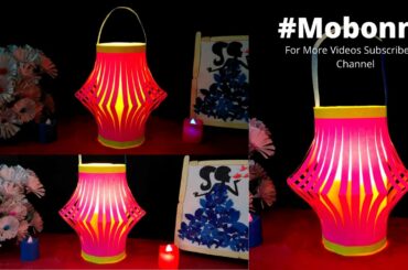 DIY | Paper Lantern Making For Decoration | Paper Craft with Light | Paper Light Lamp | #mobonny |