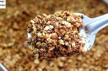 High Protein Chia Seeds and Oats Granola Recipe - Healthy Snacks With Oats | Skinny Recipes