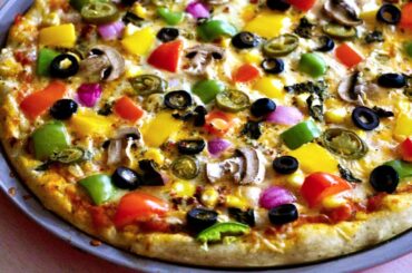 ⭐Homemade Pizza Video Recipe, Start to Finish Pizza Recipe with Dough, Sauce and Toppings, veg pizza