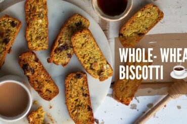 Whole-wheat Biscotti recipe | Healthy Baking Recipes| Cake Rusk Almond Biscotti| Refined sugar free