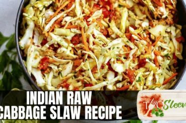 Indian Raw Cabbage Slaw Recipe | Indian Cabbage Salad Recipe