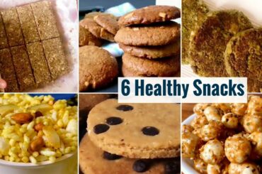 6 Healthy Snack Recipes | Ready to Eat Snacks | Homemade Biscuits & Namkeen | Weight Loss | Hindi