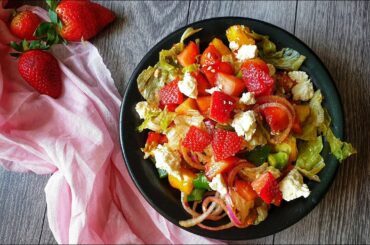 Keto Salad: Strawberry Feta Walnut & Greens