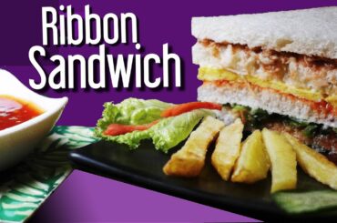 Ribbon Sandwich in BBQ Sauce - Chicken Veggie Ribbon Sandwich -   Quick Sandwich Recipe