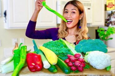 Healthy Food Mukbang| Raw Veggies: Leek - Cauliflower - Kale - Long Hot Pepper - And MORE!