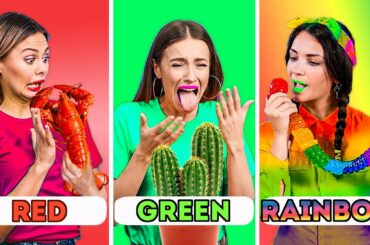 EATING ONE COLOR OF FOOD FOR A WHOLE DAY || Epic Tik Tok Challenges With Food!