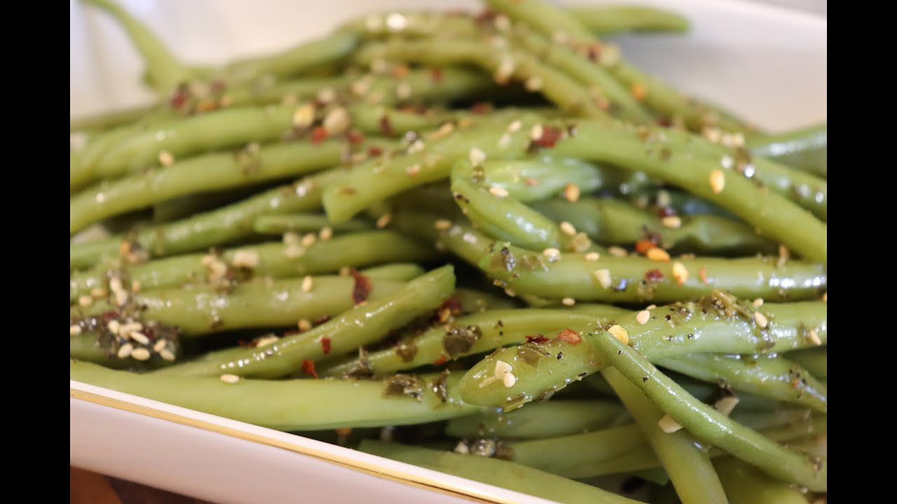 Green Bean Appetizer with Pesto Dressing. Tasty & easy to make recipe Green Bean Appetizer with Pesto Dressing. Tasty & easy to make recipe