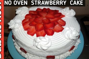 No Oven  Strawberry Cake  | Soft n moist  strawberry  cake  | Fruit  cake | Sponge  Cake Recipe