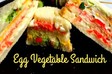 Egg Vegetable Sandwich  ویجیٹیبل ایگ سینڈوچ Egg Mayo Veg. Sandwich| Breakfast/Snack Recipe