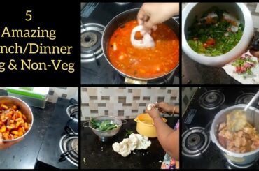 5 Quick And Easy Lunch/Dinner Recipes l Veg/Non-Veg