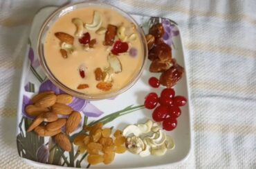 Dry fruit salad with custard quick in 2 minutes//healthy dessert recipe