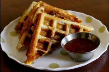 Breakfast Series: Bread Waffles with Masala Potatoes and Cheese Stuffing Recipe