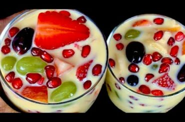 வீட்டிலிருக்கும் பழங்களில் சுவையான பழ custard செய்யுங்கள் tasty😋 | Healthy Fruit Custard in Tamil
