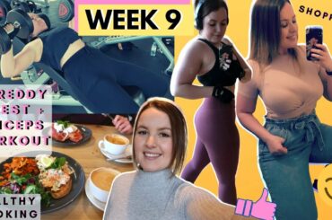 SHREDDY WEEK 9 | Chest + Triceps Workout | Healthy Recipes + Clothes Shopping