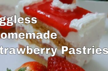 Eggless Strawberry Pastries Homemade Recipe (Wheat Flour, No Maida, Very Healthy & Delicious)