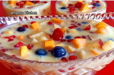 Fruits salad with custard recipe|fruit custard recipe|healthy dessert recipe|how to make fruit custa