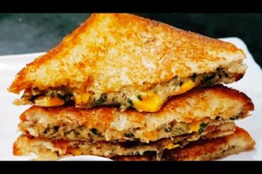 स्वाद और सेहत एक साथ, 4 मिनट में बनने वाले पालक कॉर्न का नाश्ता । Spinach Corn Sandwich