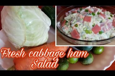 FRESH CABBAGE HAM SALAD /REPOLYO HAM SALAD /HOW TO MAKE??? /EASY SALAD RECIPE