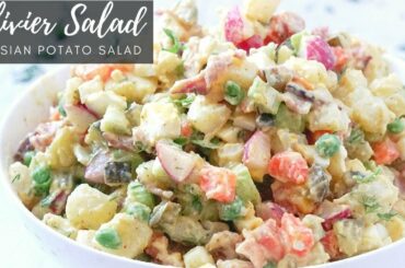 Olivier Russian Potato Salad Recipe (no mayo, dairy free, gluten free)