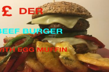 POUNDER BEEF BURGER WITH EGG MUFFIN / EASY COOK / CLIVE DEV