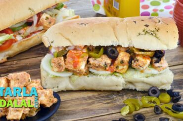 Paneer Tikka Sub Sandwich/ Famous Popular Paneer Tikka Subway Recipe  by Tarla Dalal