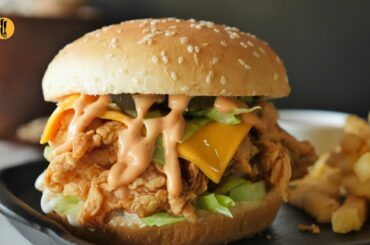 Spicy Crispy Chicken Burger Recipe By Food Fusion