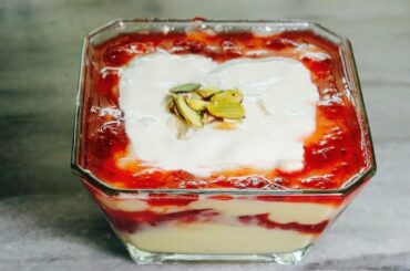 Fruit Custard Recipe !! Healthy Dessert !! Strawberry Custard !! Fruit Trifle !! By Sameer Vlogs