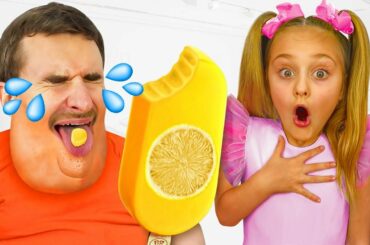 Sasha and Dad learn to eat healthy food, not harmful candies