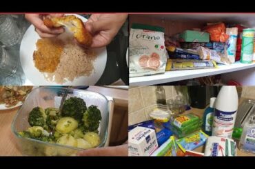 Food storage due to coronavirus and daal chawal with healthy salad.