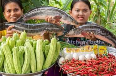 Yummy Cooking Caramelized Spicy Bitter Melon With Channa Micropeltes Fish Recipe - Eating & Sharing