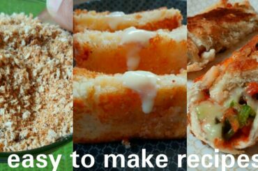 3 Easy to make recipes with bread|Bread Crumbs|Malai Toast|Open Bread Pizza