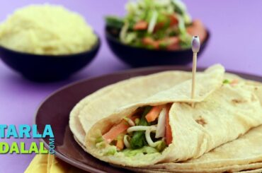 Whole Wheat Salad Hummus Wrap (Healthy Heart & Low Calorie Snack) by Tarla Dalal