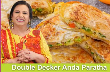 Stylish Double Decker Anda Paratha Easy Egg Partha Breakfast Recipe in Urdu Hindi - RKK