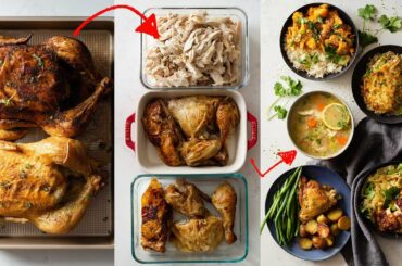 Two Whole Roasted Chickens = 5 Dinner Recipes (+ Free Printable PDF)