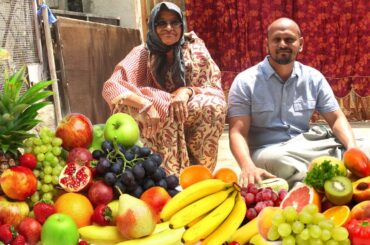 Fruit Salad Recipe | Colorful Healthy Dessert Recipe | How to Make Custard Fruits Cutting & Eating