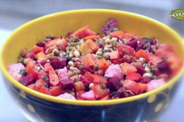 Green Gram and Panner Healthy Salad Quick Dish, Moong Sprouts and Protein Meal Recipe, Quick Salad