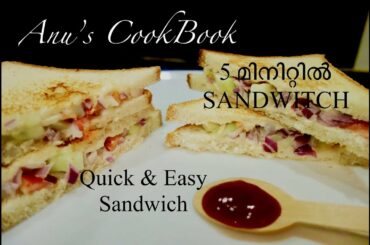 Sandwich Recipe-Malayalam | Quick & Easy Veg Sandwich | Vegetable Mayonnaise Sandwich | Kids Special