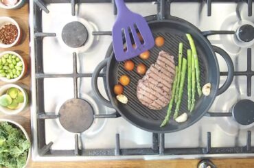 how to cook a healthy steak salad with the Whatever Pan by Jean Patrique