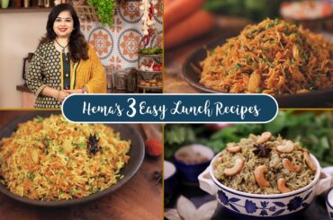 Hema's 3 Easy Lunch Recipes | Carrot Rice | Vermicelli Briyani | Mint Pulao