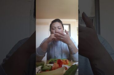 "Healthy salad Mukbang with my Gorgeous son shine"😍👼👌❤