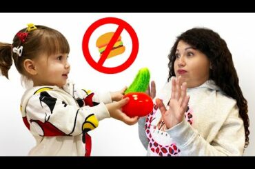 Happy Diana prepares healthy food for Mom