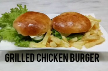 Grilled Chicken Cheese Burger  |  How to make BBQ Grilled Chicken Burger | Easy Recipe | DIY